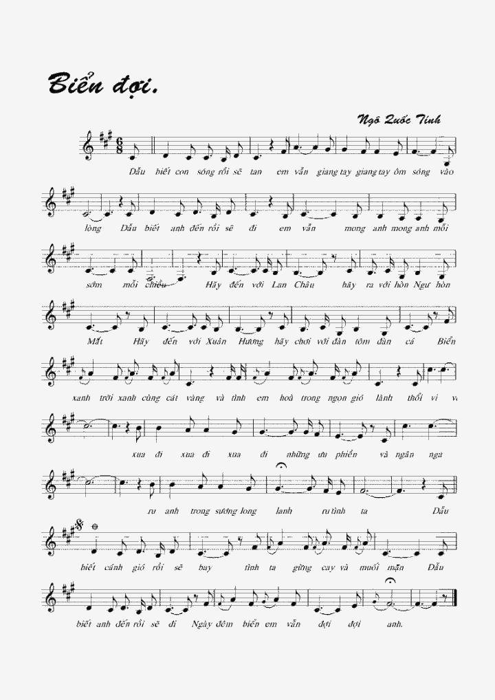 Sheet nhạc Biển Đợi